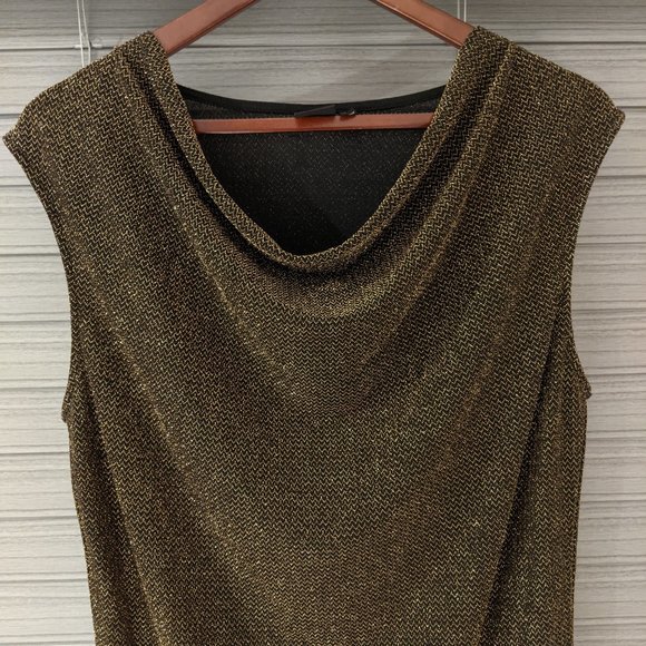 Sleeveless Sparkle Top Tops - Solo Brown Gold Sparkle Sleeveless Top Large